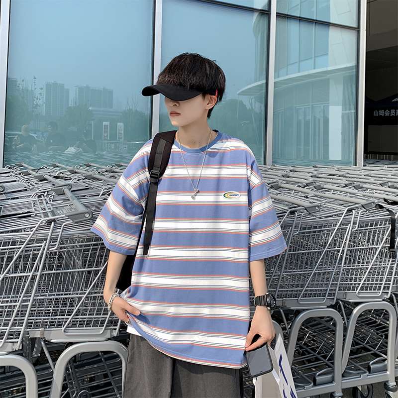 ゆったりボーダー柄半袖Tシャツ ボーダー服