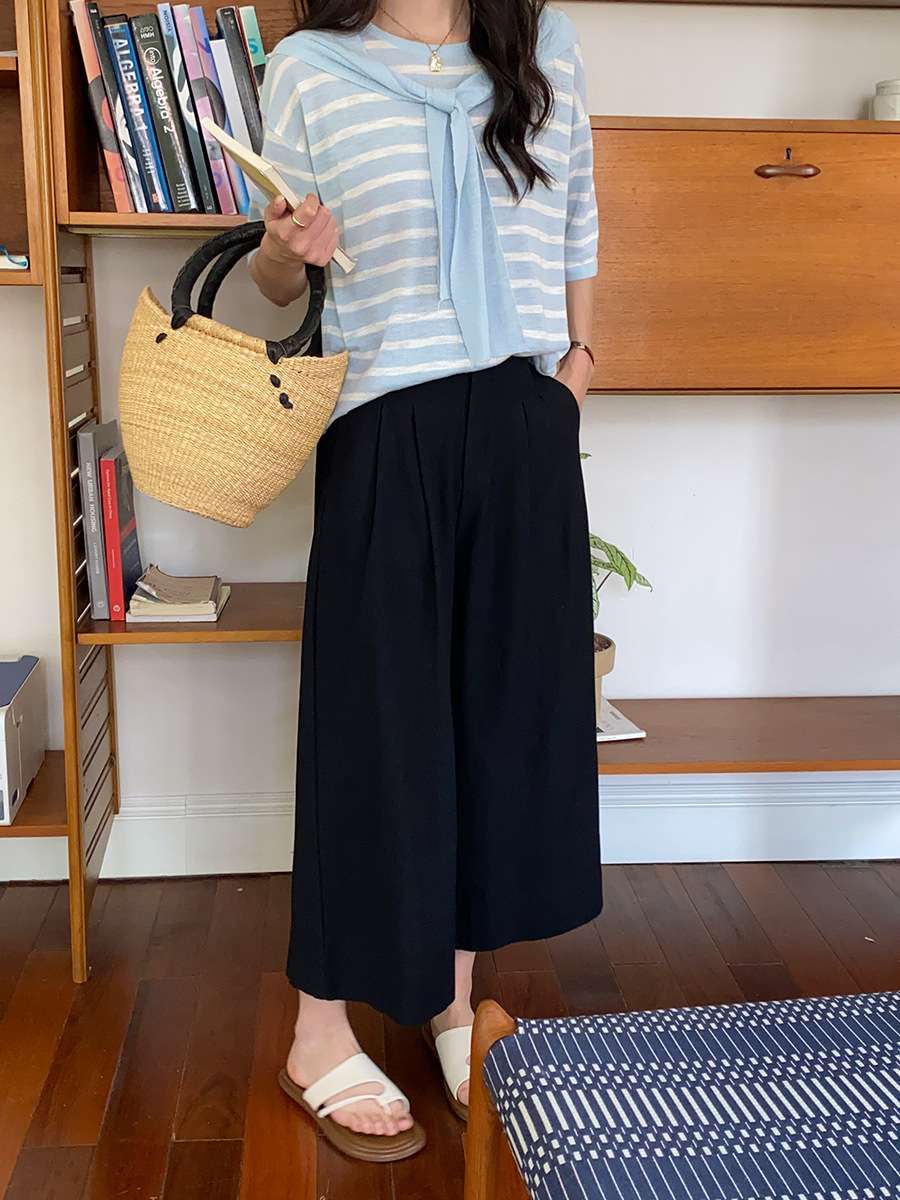 デザインリボン付きボーダーニット ボーダー服