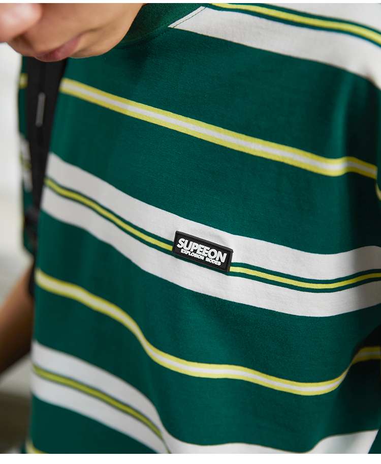 ゆったりストライプ柄半袖Tシャツ ボーダー服