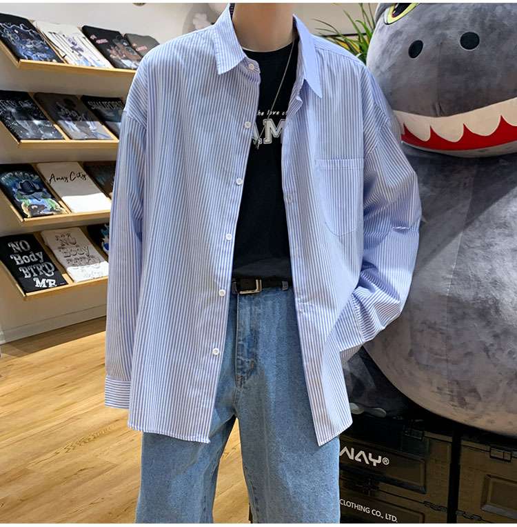 ゆったりストライプオーバーシャツ ボーダー服