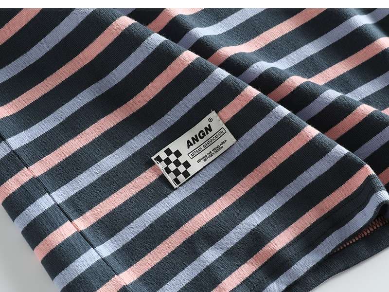 マルチボーダー柄コットンポロシャツ ボーダー服