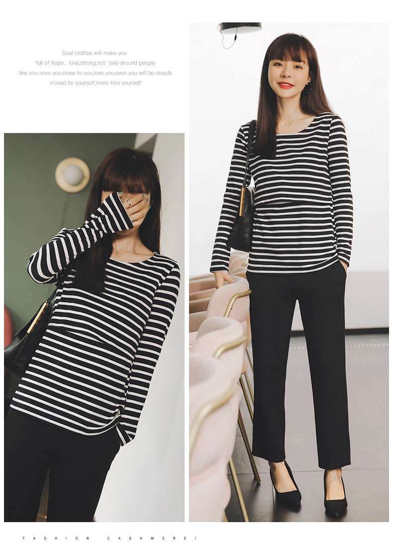 シンプル爽やか ゆるタイトボーダーTシャツ ボーダー服
