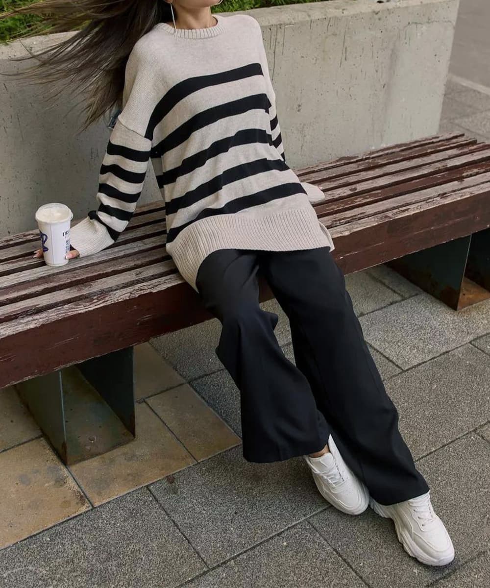 ボーダー服 ボーダーニット レディース 長袖 ゆったり