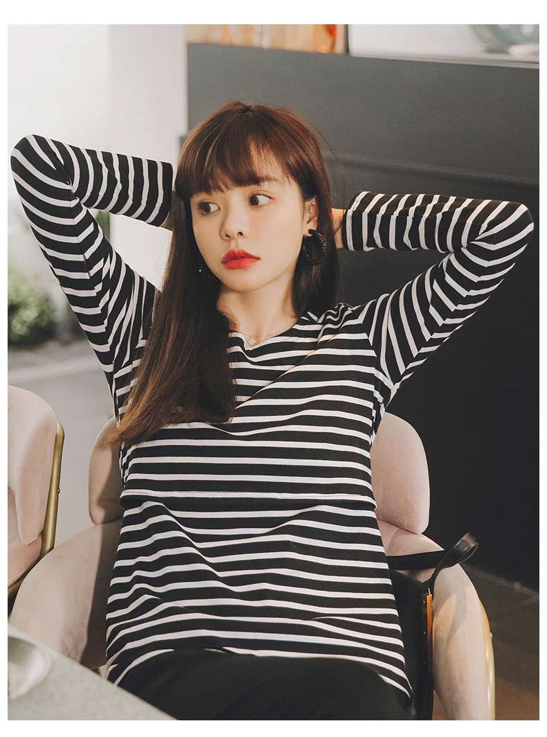 シンプル爽やか ゆるタイトボーダーTシャツ ボーダー服