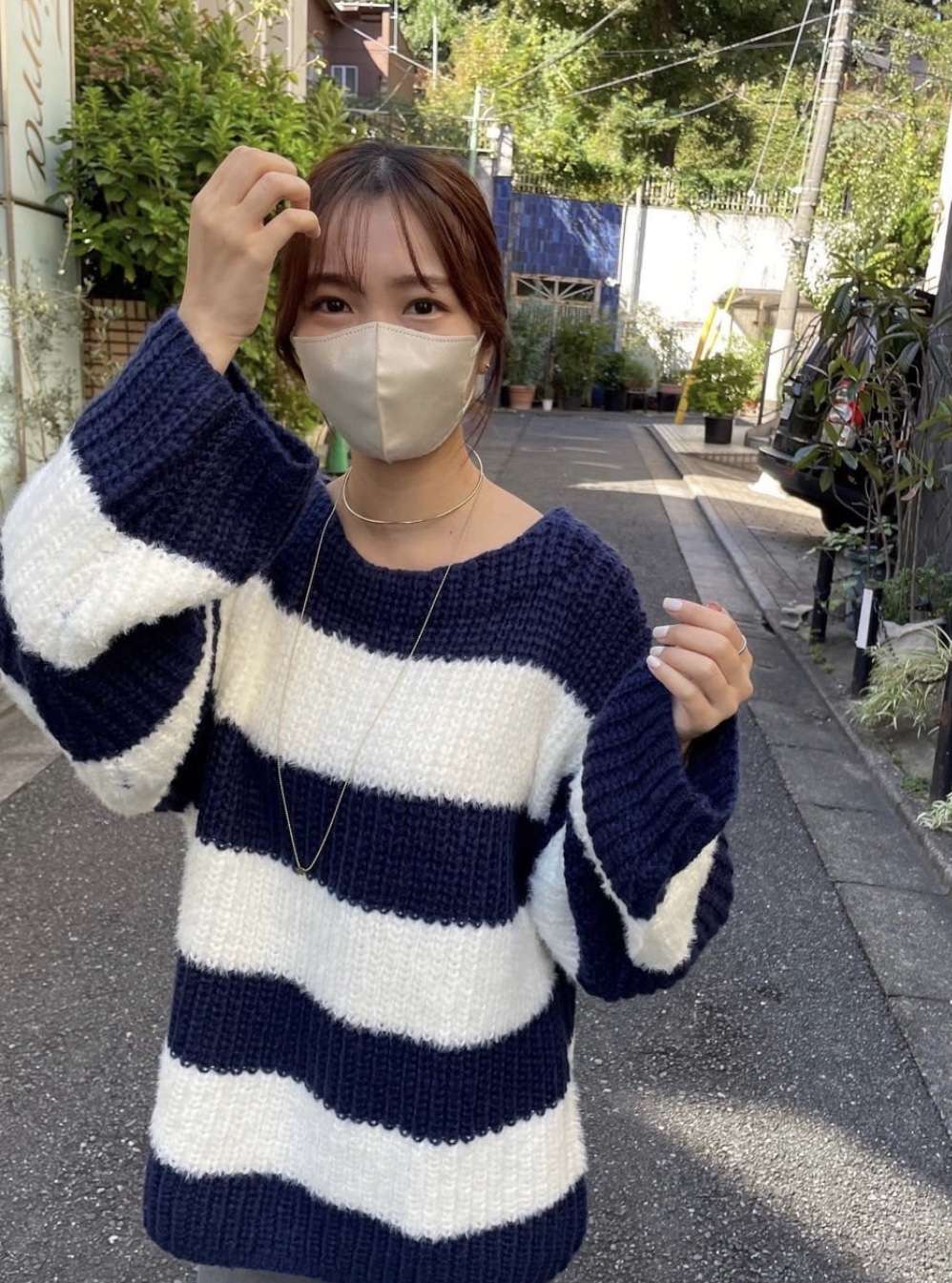 ゆったりボーダーニットプルオーバー ボーダー服