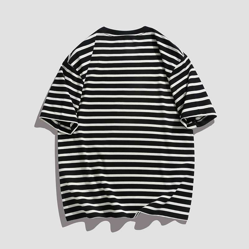 シンプルボーダー半袖カジュアルTシャツ ボーダー服