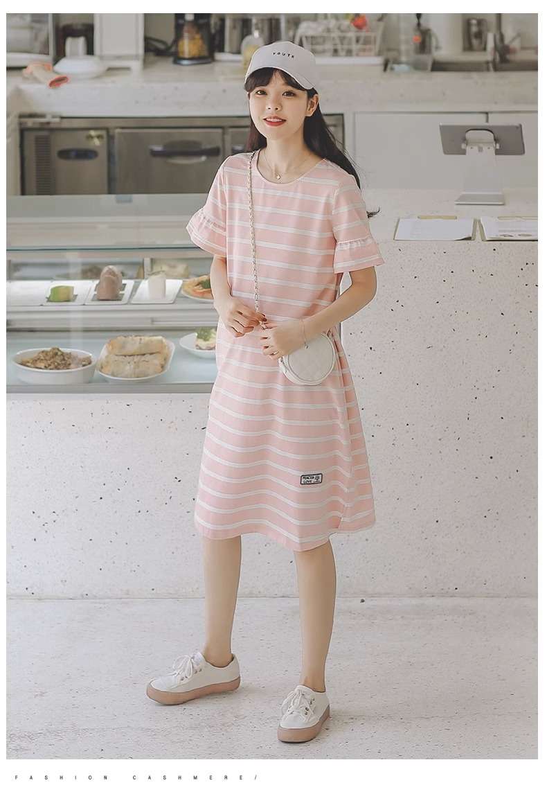 ゆったりシルエットボーダーワンピース ボーダー服