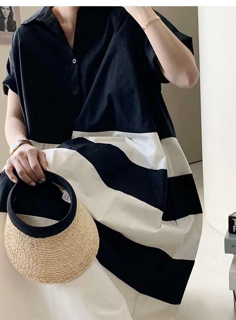 切り替えボーダーシャツワンピース ボーダー服