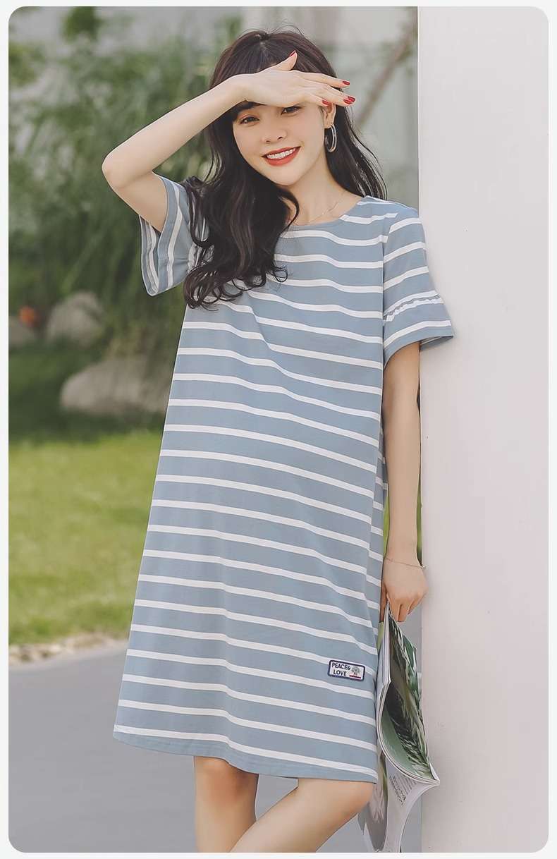 ゆったりシルエットボーダーワンピース ボーダー服