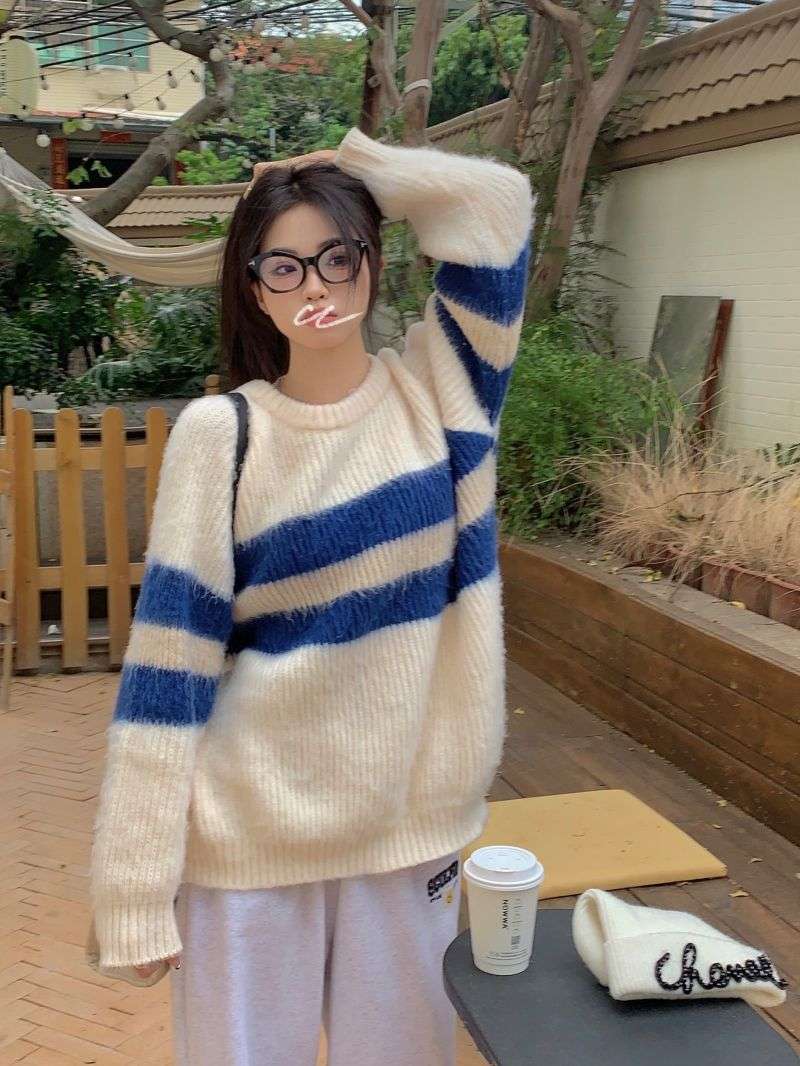 ゆったりボーダーニット ボーダー服