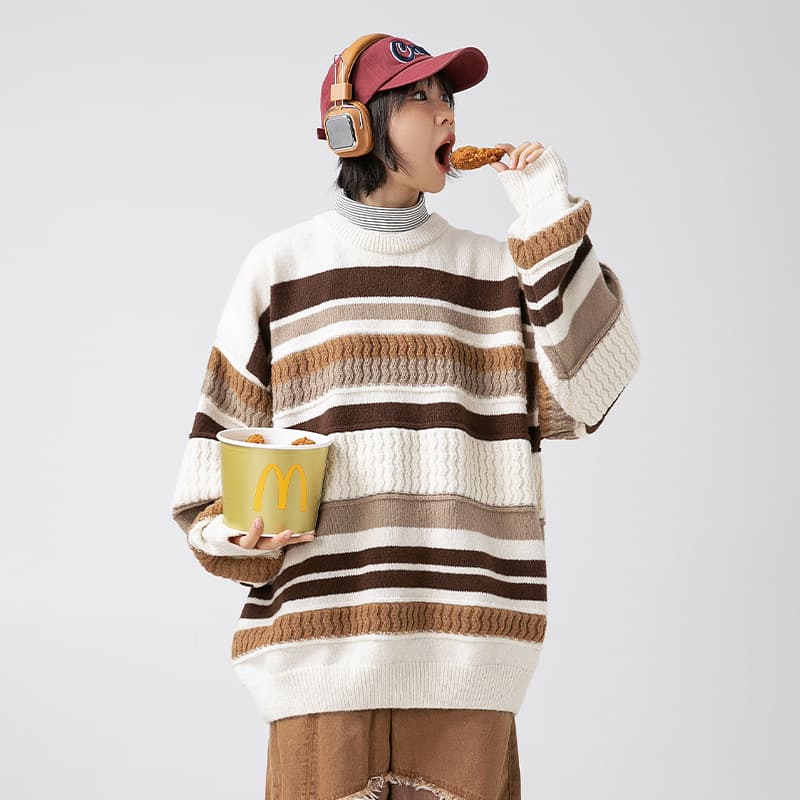 カジュアル ストライプ ニット セーター ボーダー服