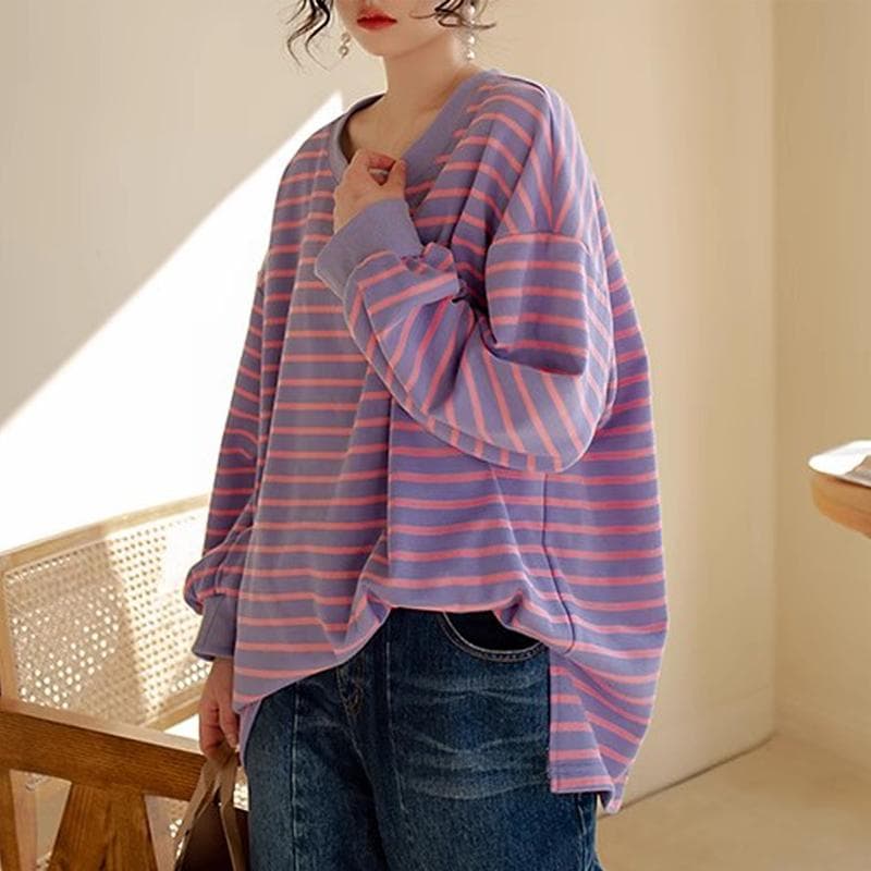 ボーダー服 ゆったりシルエット ボーダーロンＴ