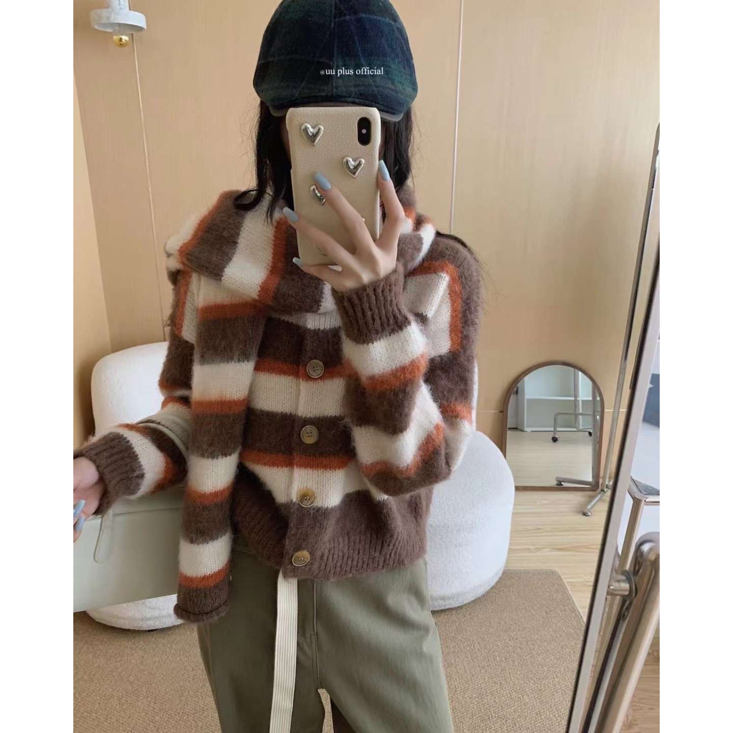 ゆったりボーダーニットカーディガン ボーダー服