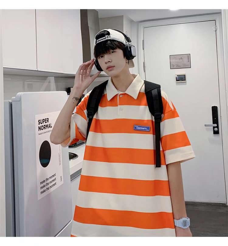 オーバーサイズ ボーダー ポロシャツ ボーダー服