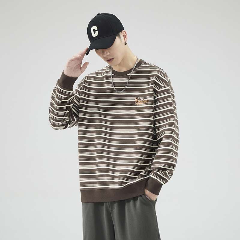 レトロボーダー オーバーサイズスウェット ボーダー服