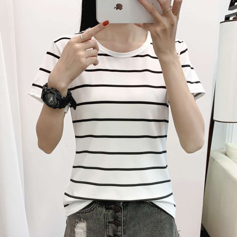 シンプルボーダー半袖カットソー ボーダー服