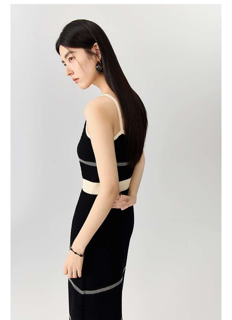 ボーダー柄ニットキャミソールワンピース ボーダー服