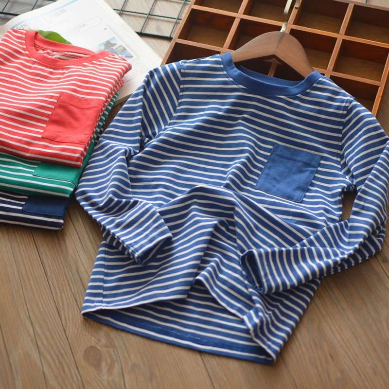 爽やかマリンスタイル ポケット付きボーダーカットソー ボーダー服