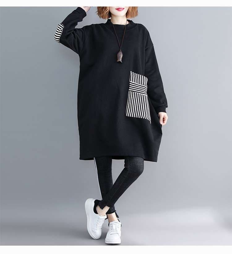 ストライプポケット切替ワンピース ボーダー服