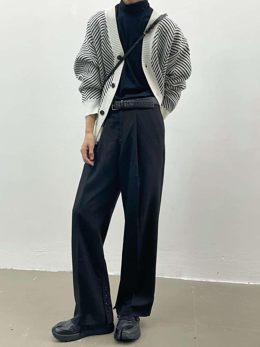 斜めライン柄シンプルカーディガン ボーダー服