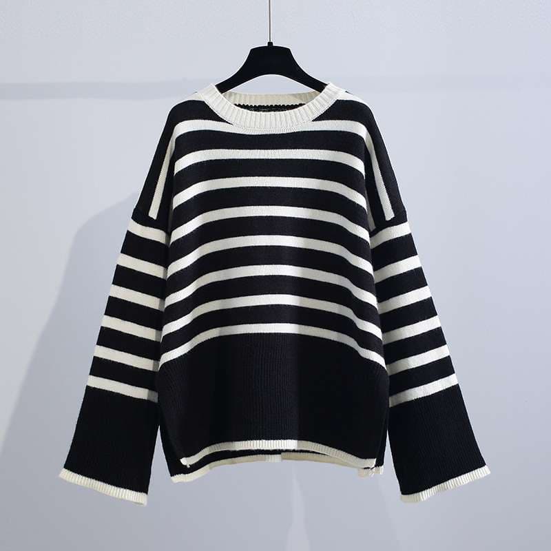 モダンボーダーオーバーサイズニット ボーダー服