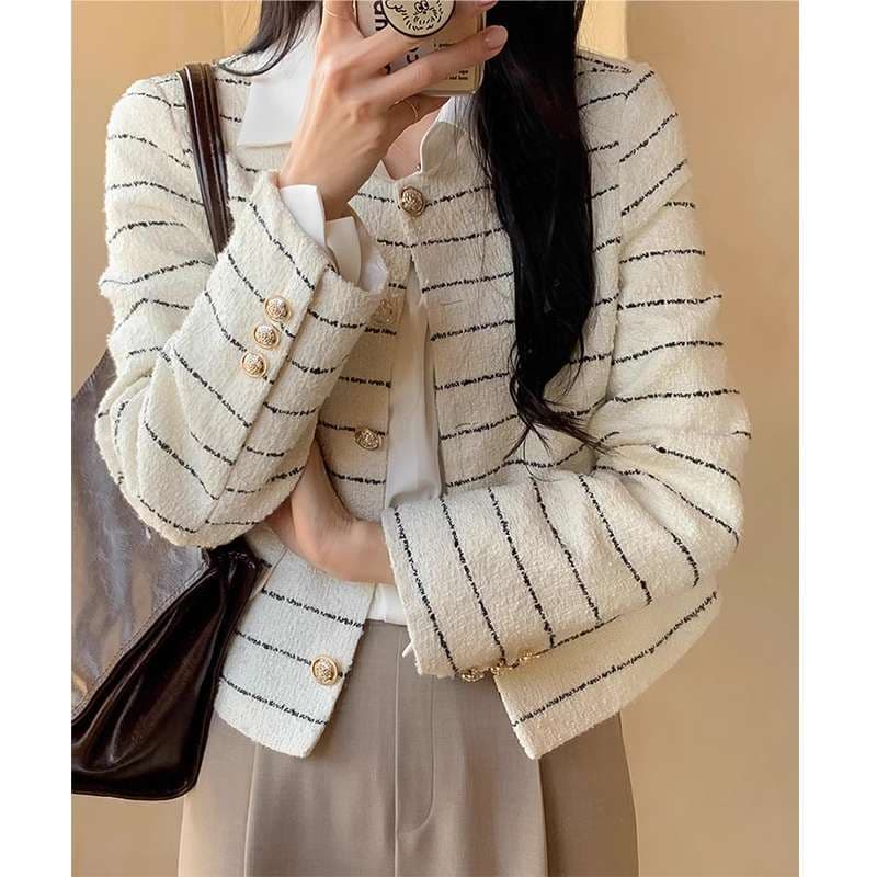 上品ボーダーカーディガン ボーダー服
