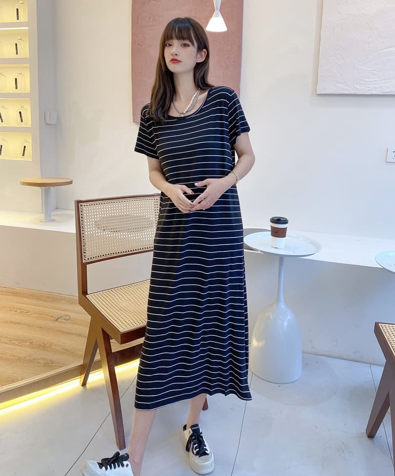 ボーダー服 リラックスボーダーワンピース