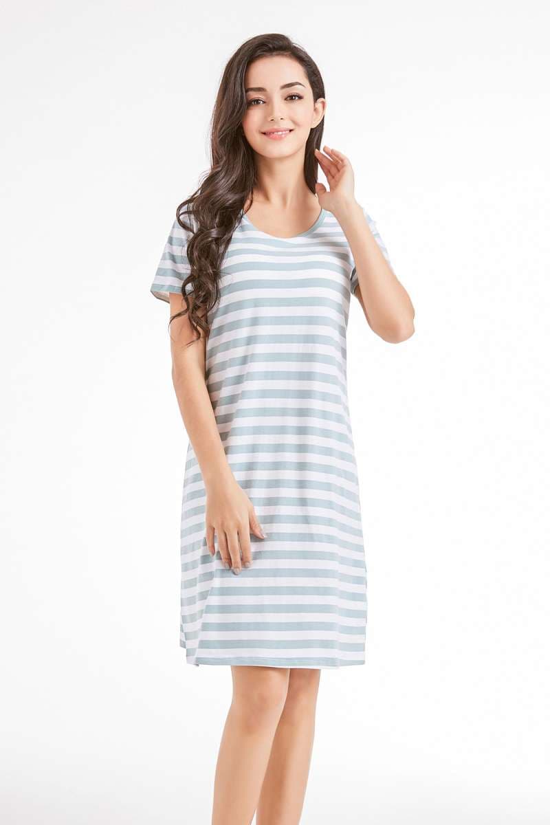 爽やかストライプ柄ゆったりワンピース ボーダー服