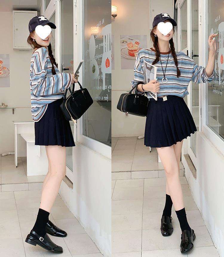 ゆったりシルエット ボーダーロンT ボーダー服