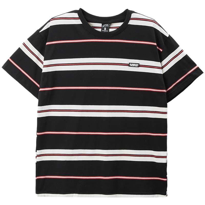 ゆったりストライプ柄半袖Tシャツ ボーダー服