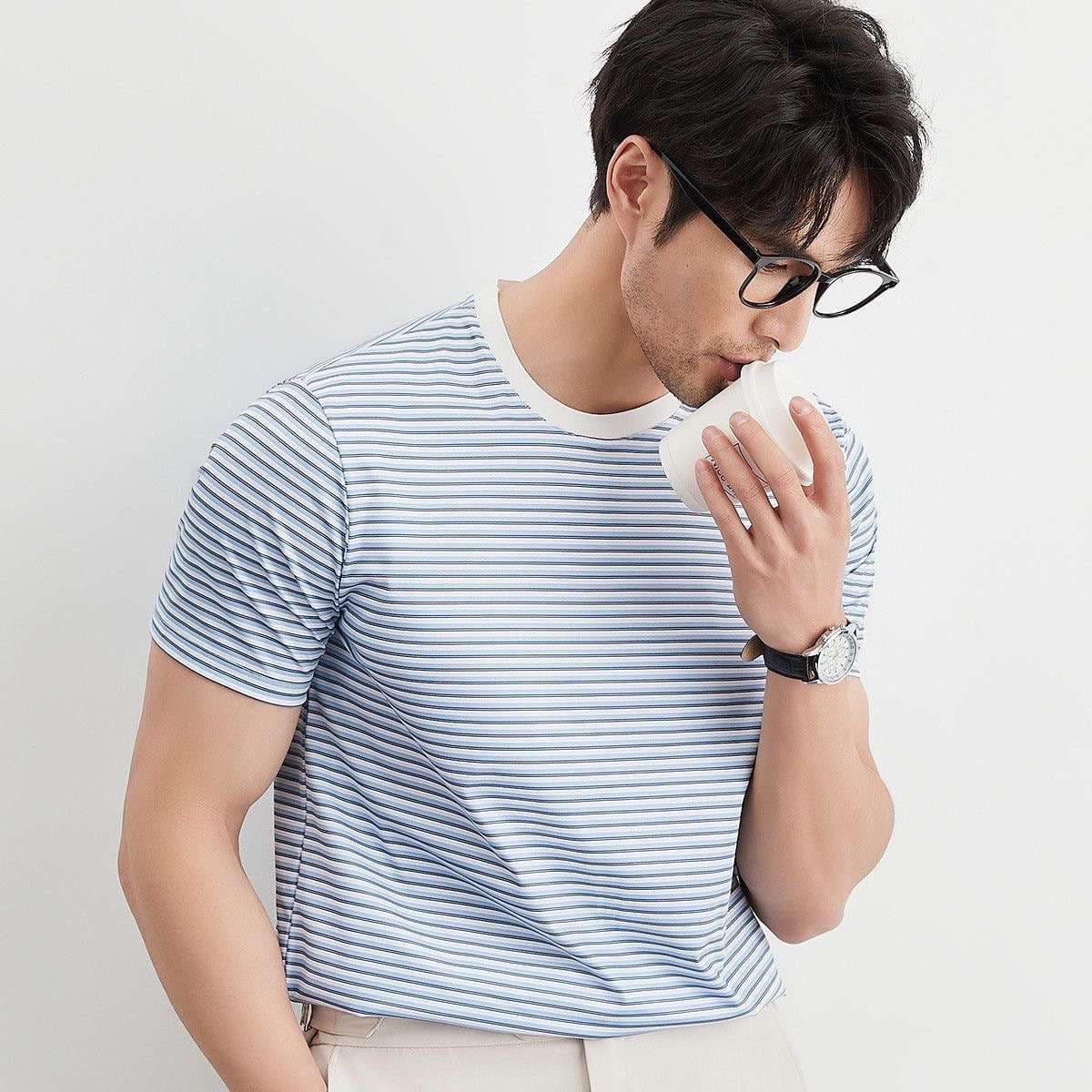 さわやか爽快 細ボーダーTシャツ ボーダー服