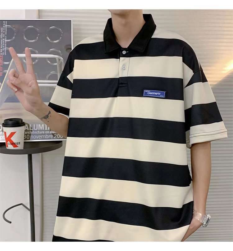 オーバーサイズ ボーダー ポロシャツ ボーダー服