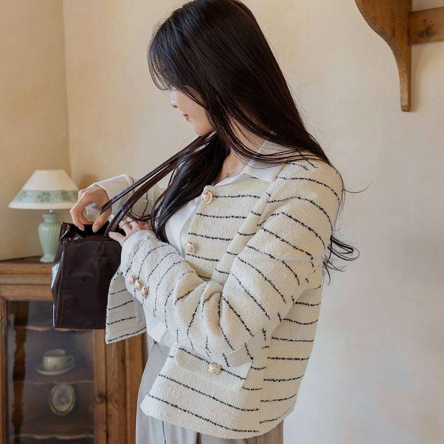 上品ボーダーカーディガン ボーダー服
