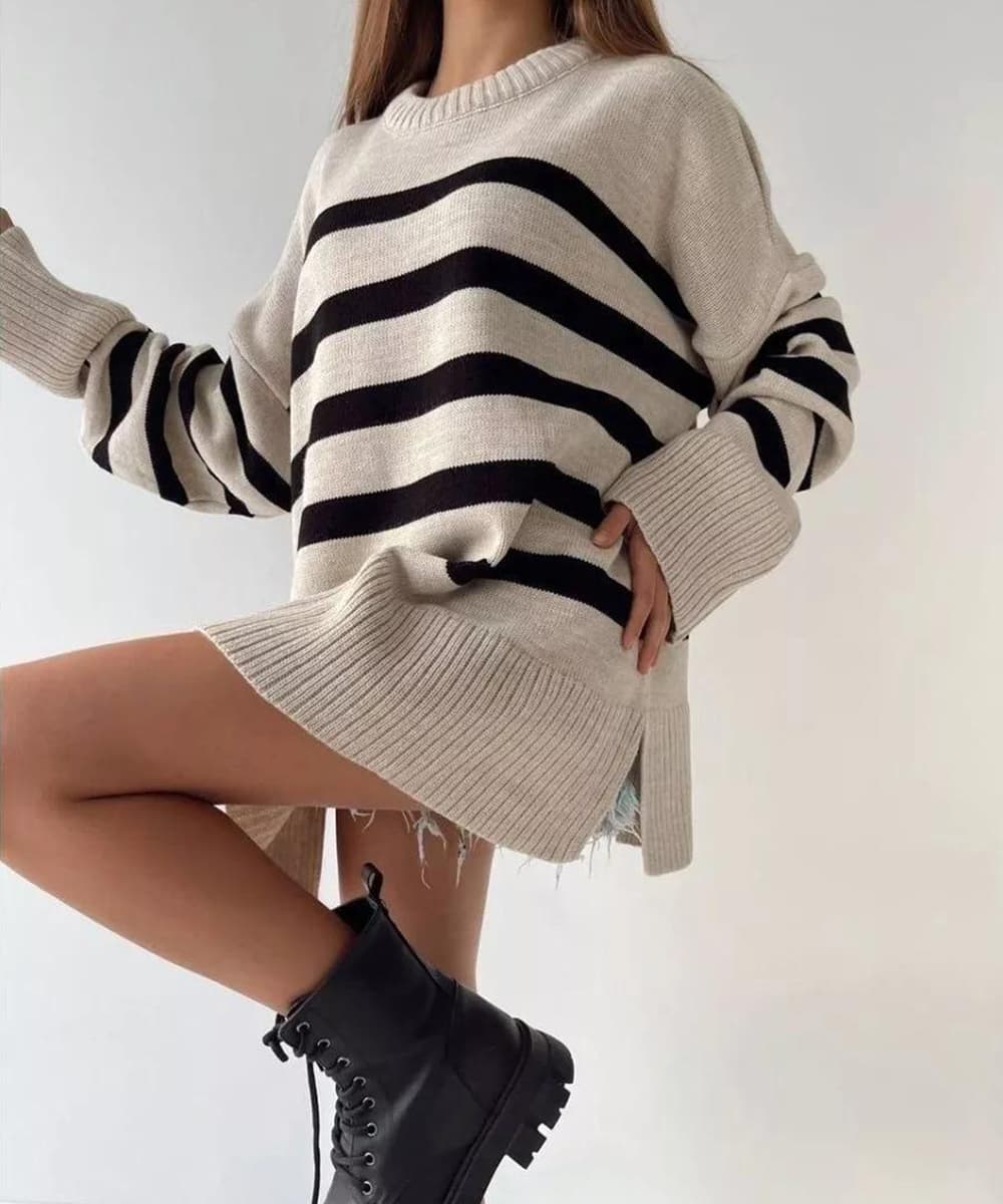 ボーダー服 ボーダーニット レディース 長袖 ゆったり
