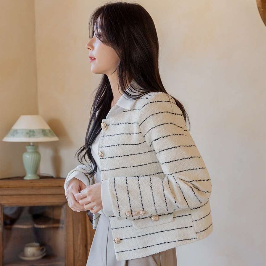 上品ボーダーカーディガン ボーダー服