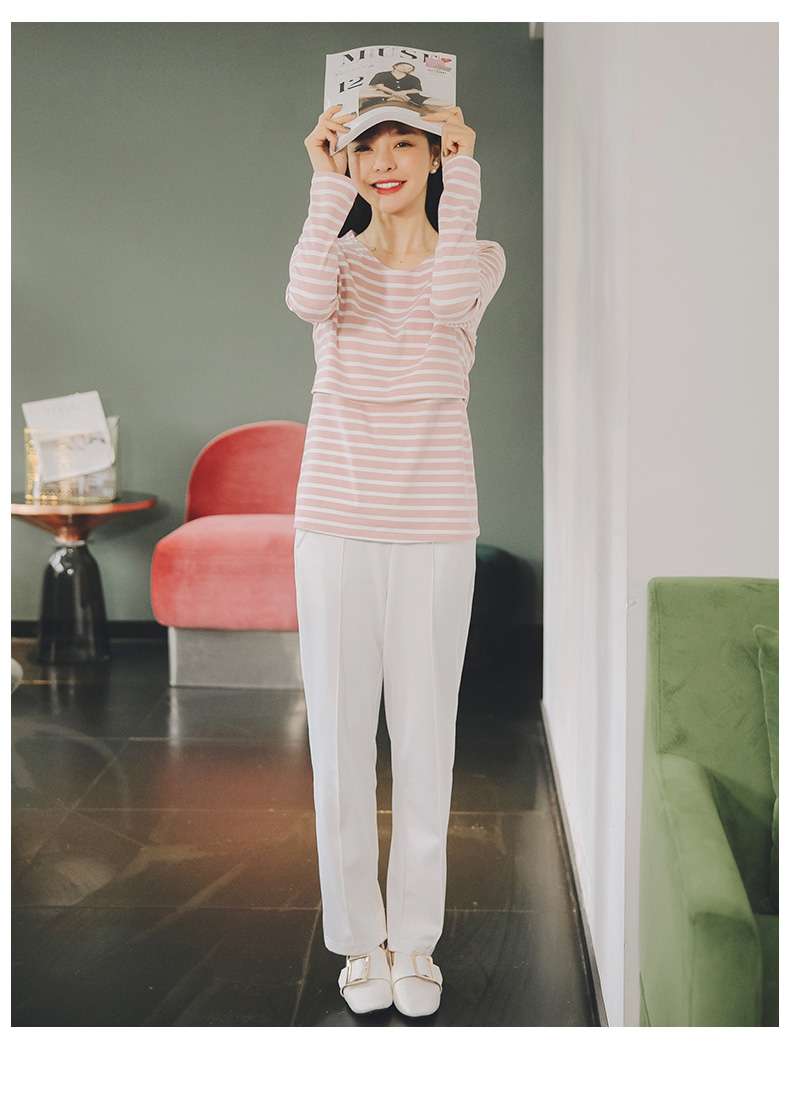 シンプル爽やか ゆるタイトボーダーTシャツ ボーダー服
