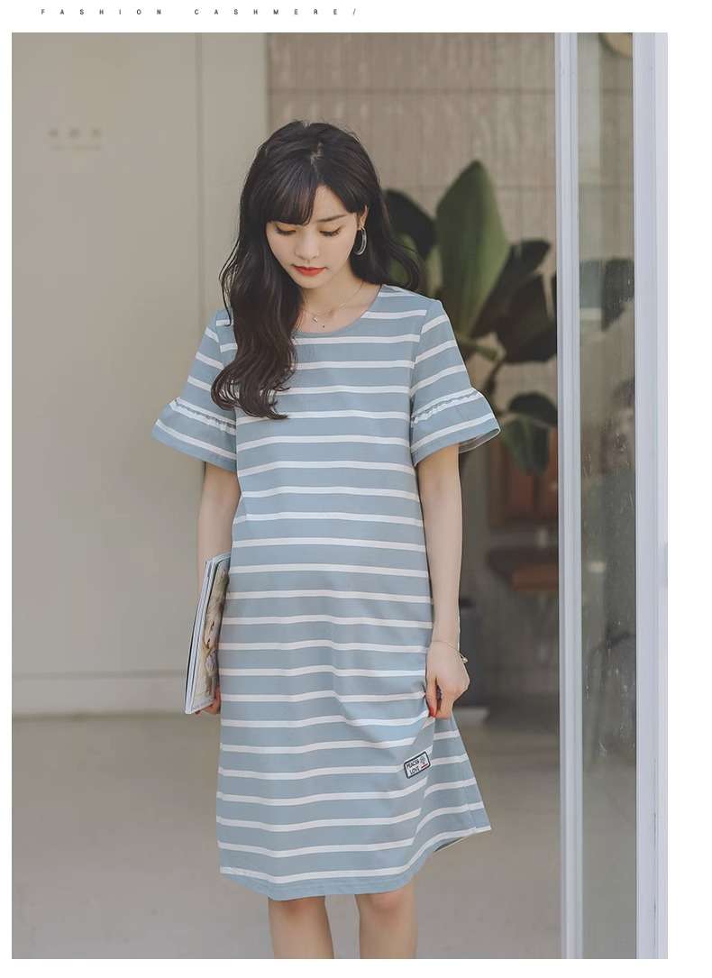 ゆったりシルエットボーダーワンピース ボーダー服