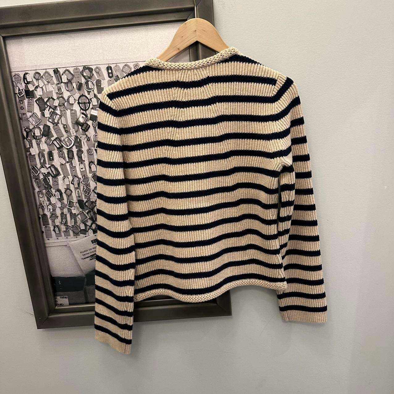 クラシックボーダーニットカーディガン ボーダー服