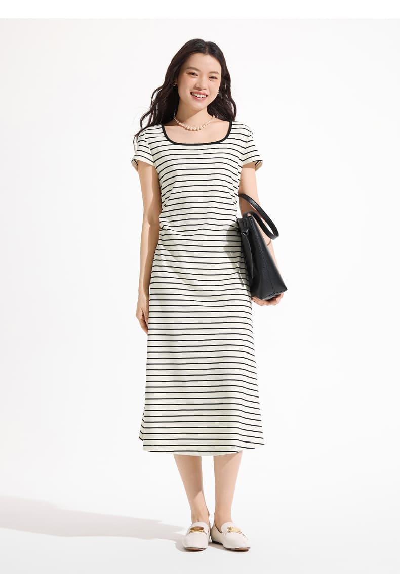 ボーダー服 おしゃれ楽ちん 爽やか横縞ワンピース