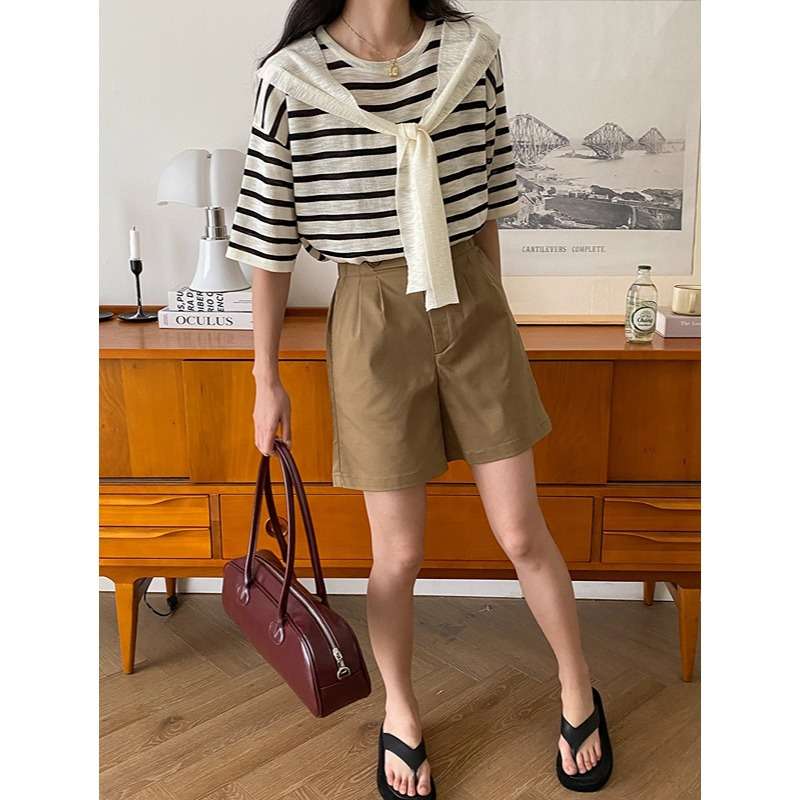 デザインリボン付きボーダーニット ボーダー服