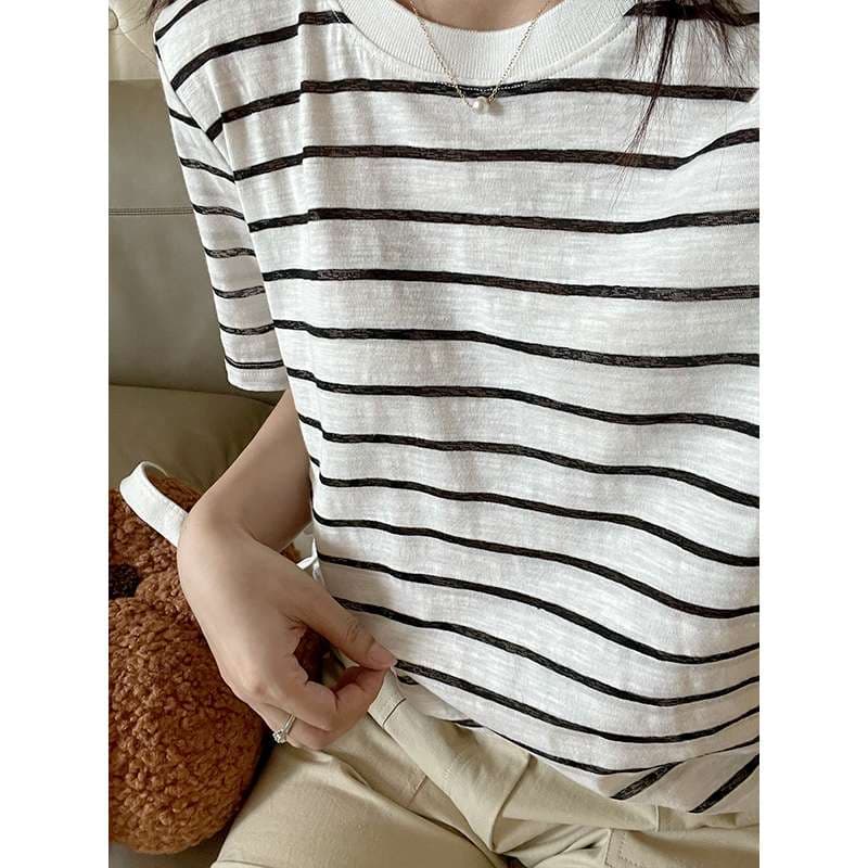 シンプルボーダー半袖Tシャツ ボーダー服