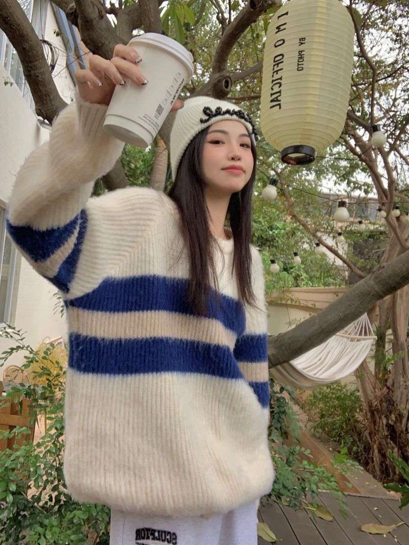 ゆったりボーダーニット ボーダー服