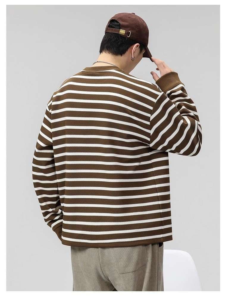 ポケット付きオーバーサイズボーダーカットソー ボーダー服
