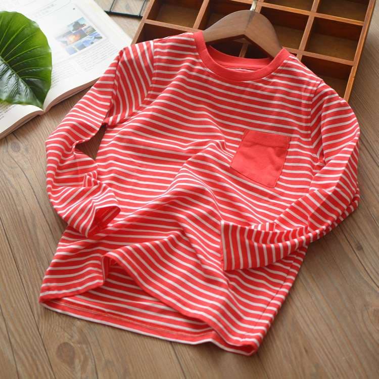 爽やかマリンスタイル ポケット付きボーダーカットソー ボーダー服
