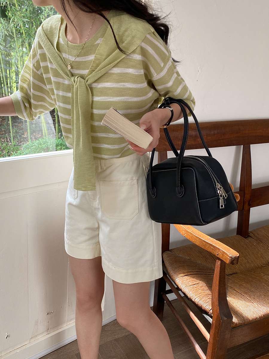 デザインリボン付きボーダーニット ボーダー服