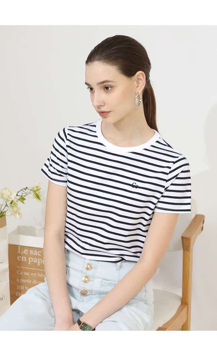 クラシックボーダーデザイン半袖Tシャツ ボーダー服