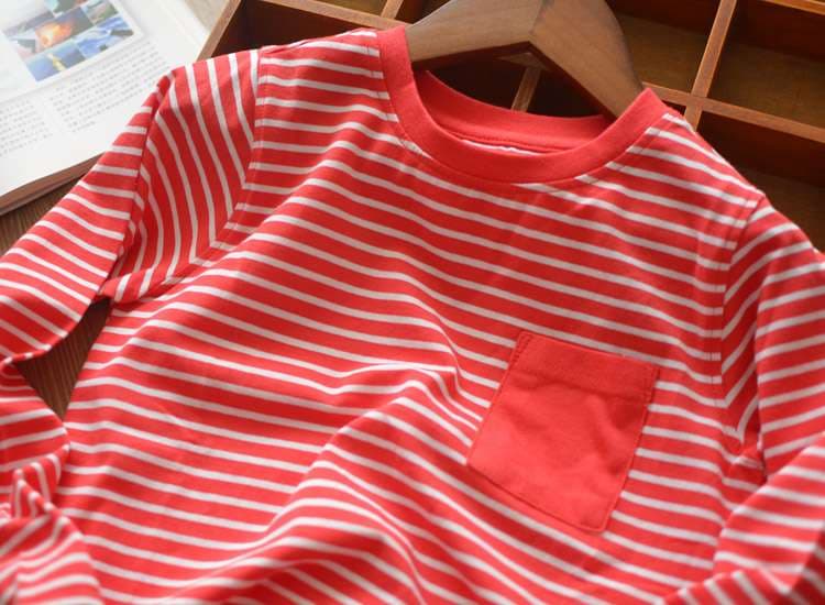 爽やかマリンスタイル ポケット付きボーダーカットソー ボーダー服