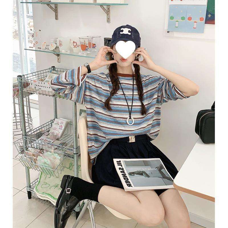 ゆったりシルエット ボーダーロンT ボーダー服