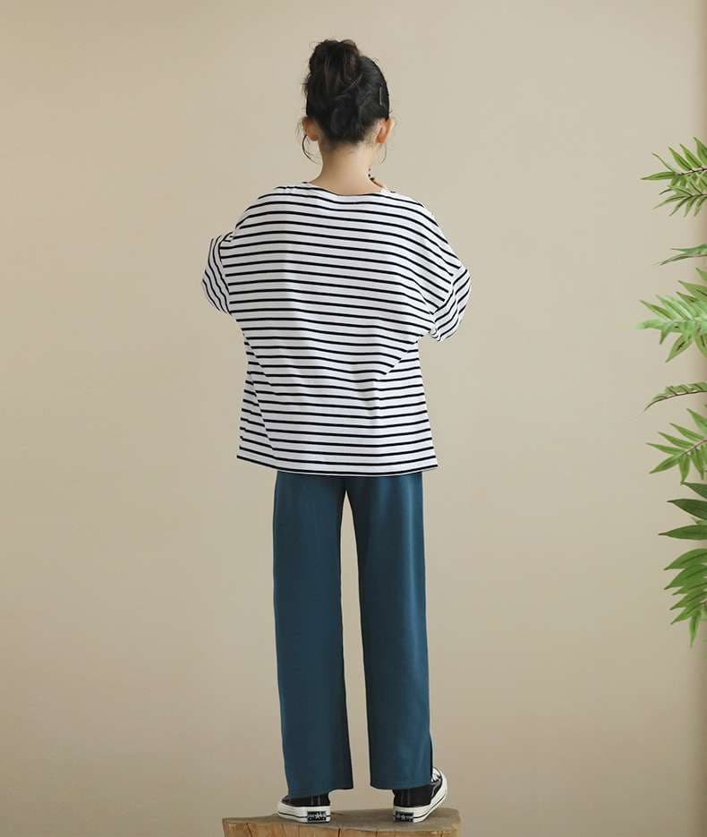 ゆったりボーダーカットソー ボーダー服