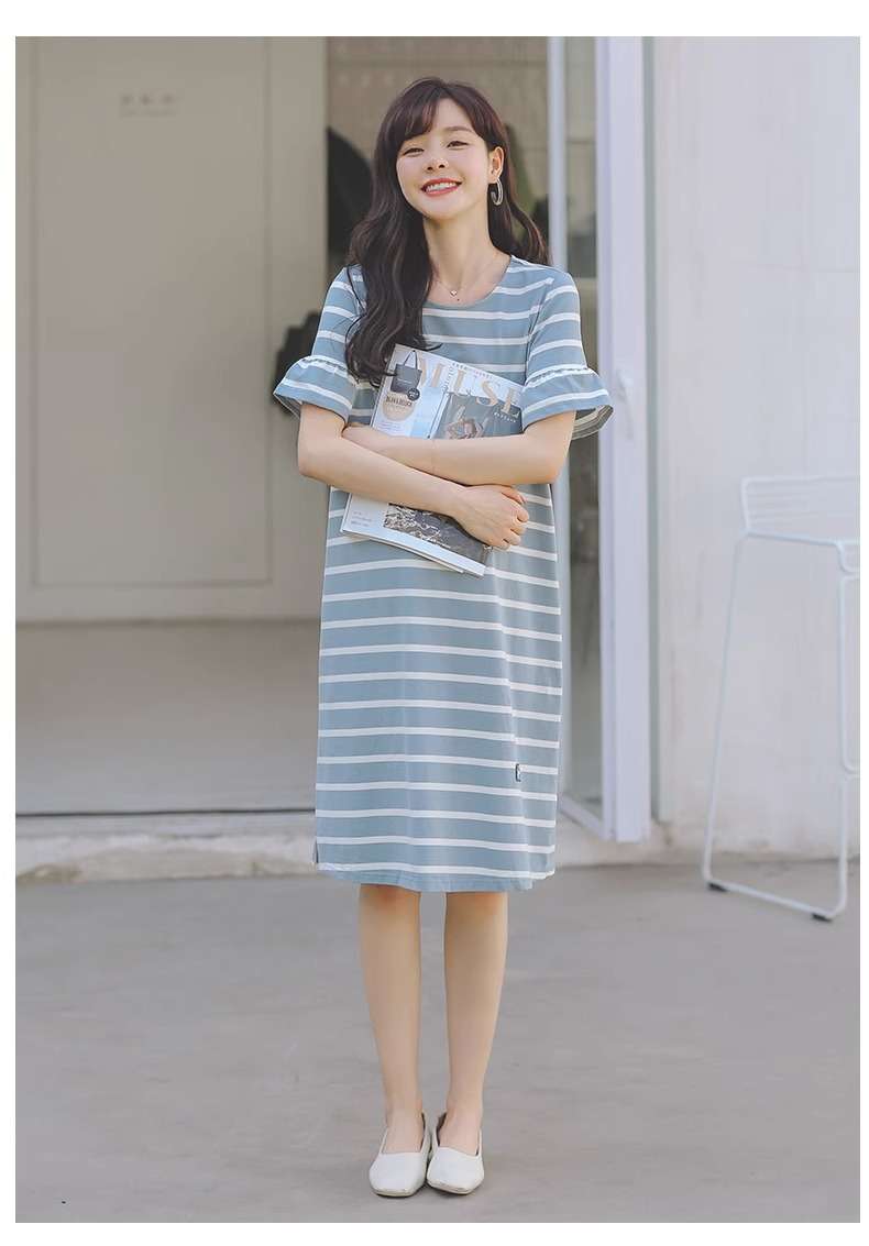 ゆったりシルエットボーダーワンピース ボーダー服